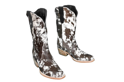 Carmen Tall Cowhide Boots – Hair-on Hide – Size 7.5 – Handmade Western Boots for Women