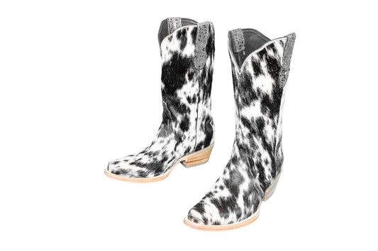 Carmen Tall Cowhide Boots – Hair-on Hide – Size 8 – Handmade Western Boots for Women