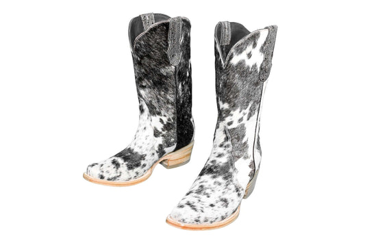 Carmen Tall Cowhide Boots – Hair-on Hide – Size 8 – Handmade Western Boots for Women