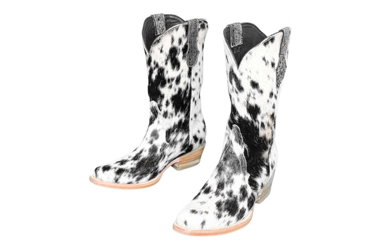 Carmen Tall Cowhide Boots – Hair-on Hide – Size 8.5 – Handmade Western Boots for Women
