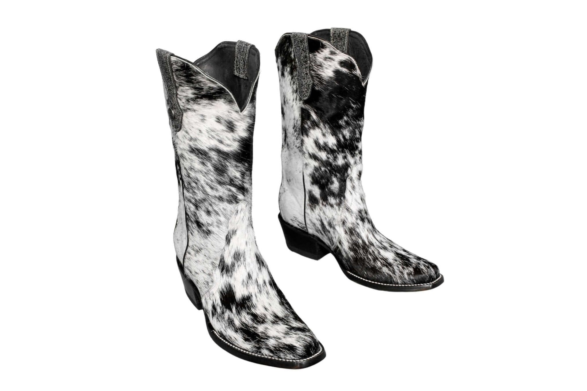 Carmen Tall Cowhide Boots – Hair-on Hide – Size 9 – Handmade Western Boots for Women