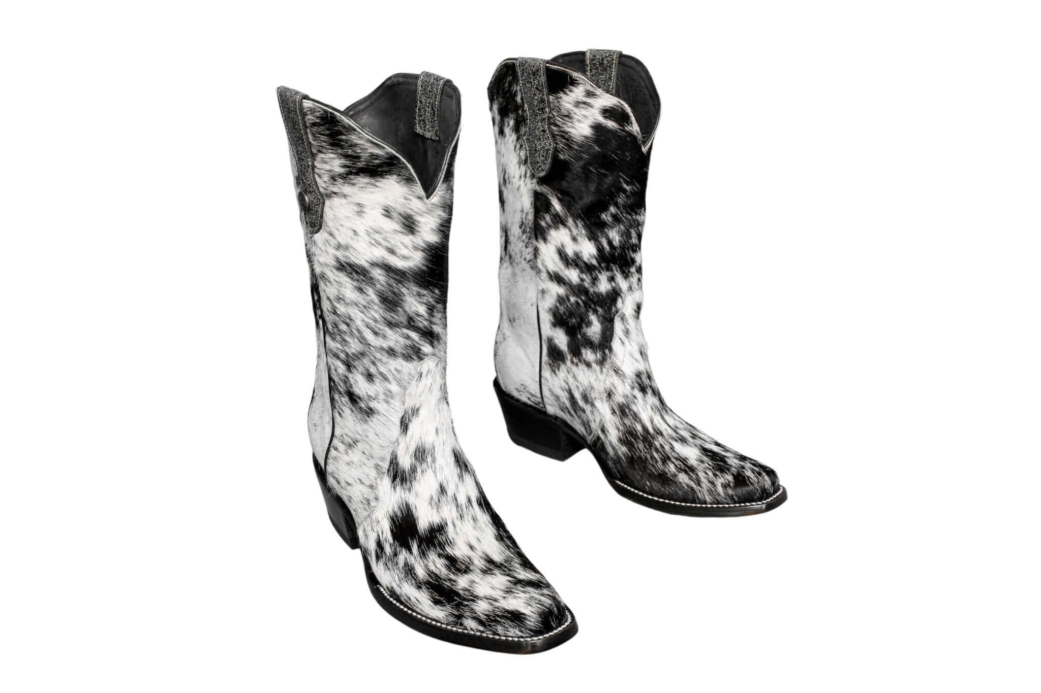 Carmen Tall Cowhide Boots – Hair-on Hide – Size 9 – Handmade Western Boots for Women