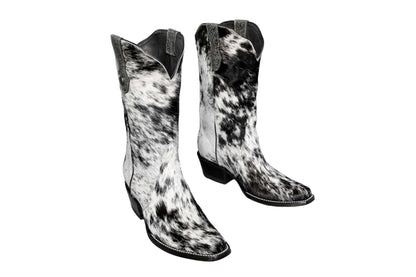 Carmen Tall Cowhide Boots – Hair-on Hide – Size 9 – Handmade Western Boots for Women
