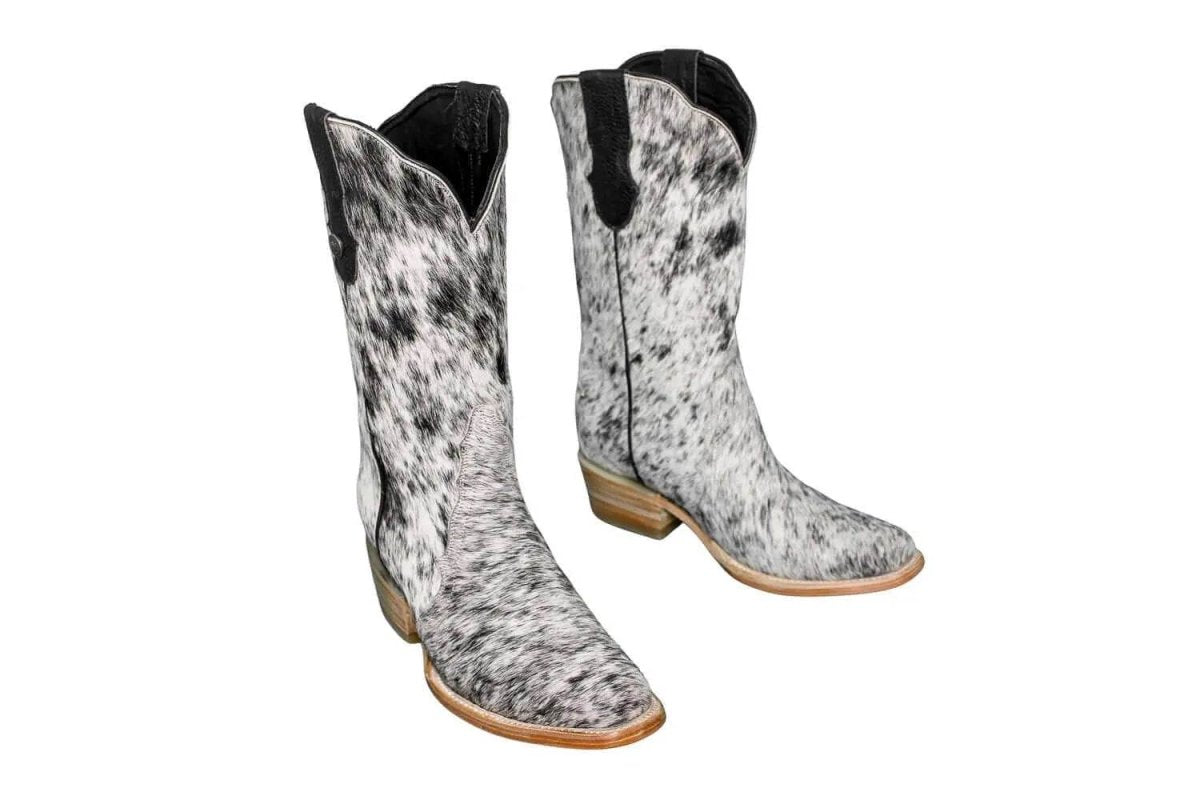 Carmen Tall Cowhide Boots – Hair-on Hide – Size 7 – Handmade Western Boots for Women