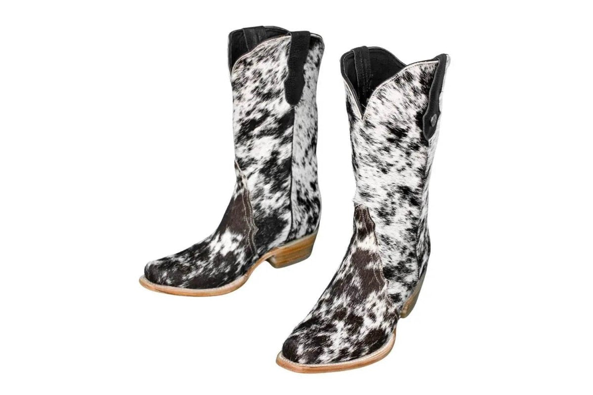 Carmen Tall Cowhide Boots – Hair-on Hide – Size 8.5 – Handmade Western Boots for Women