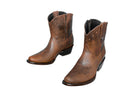 Loretta Brown Leather Boots – Short Western Boots with Decorative Hardware