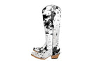 Leather sole and heel on Lorraine knee-high boots, black & white