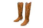 Lorraine Suede Cowgirl Boots – Brown Camel Leather – Western Tall Boots for Women