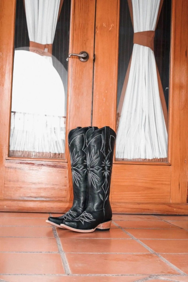 Lorraine Boots – Black Cowboy Boots for Women – Handmade Tall Western Boots