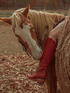 Lorraine Tall Leather Boots – Red Full Grain – Western Handmade Boot