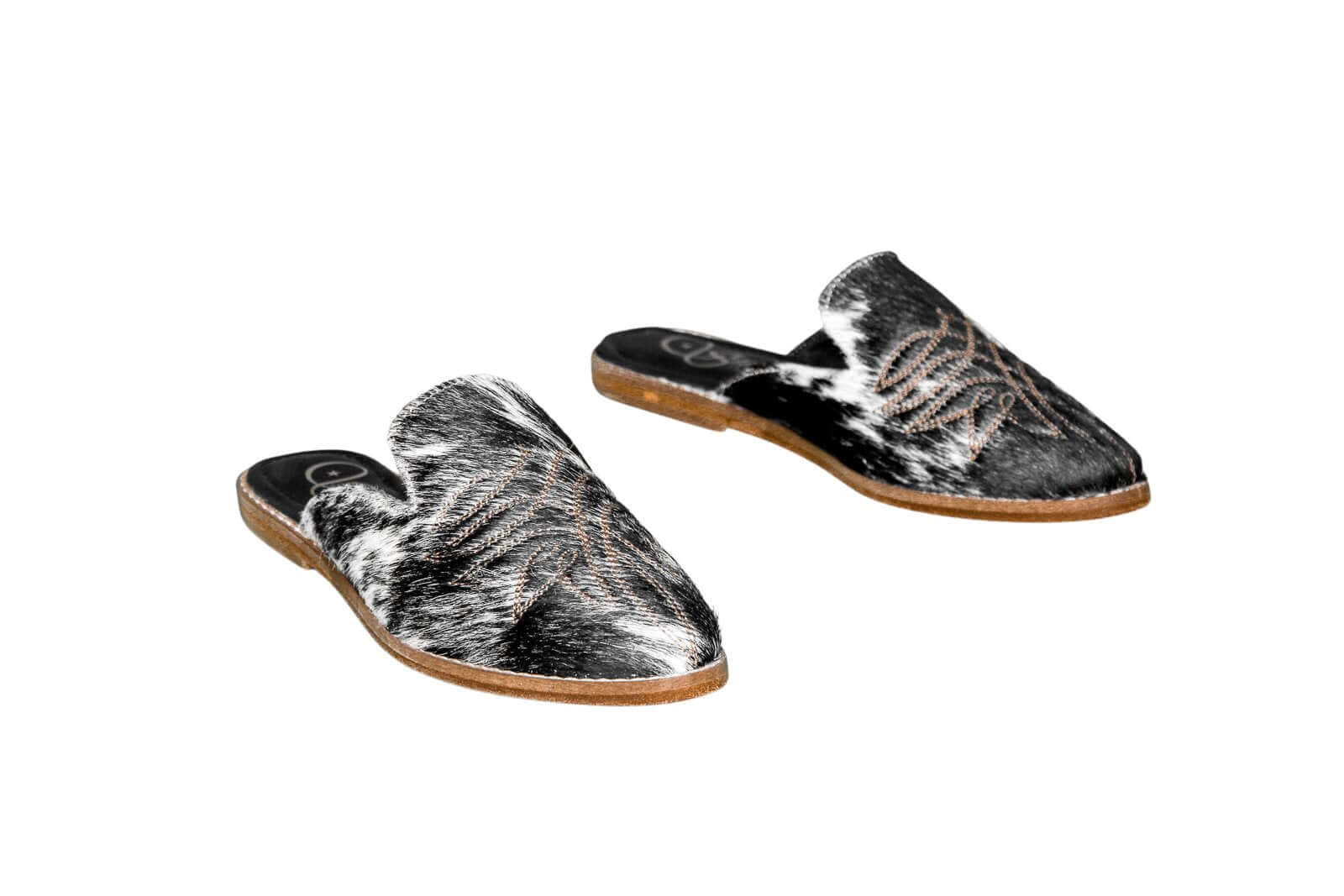 Abby Cowhide Mules – Hair-on Hide – Size 5 – Side View