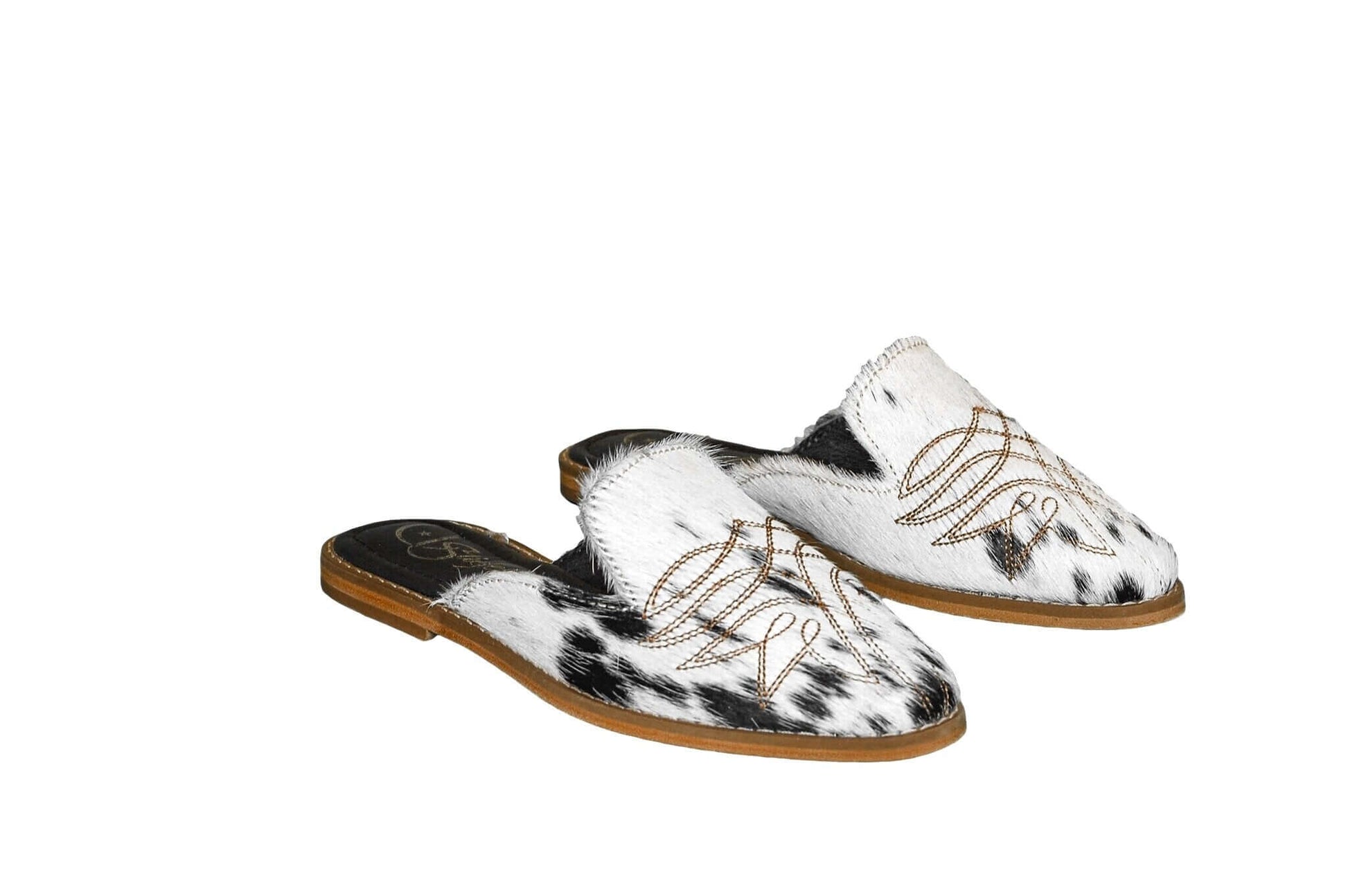 Abby Cowhide Mules – Hair-on Hide – Size 5 – Side View