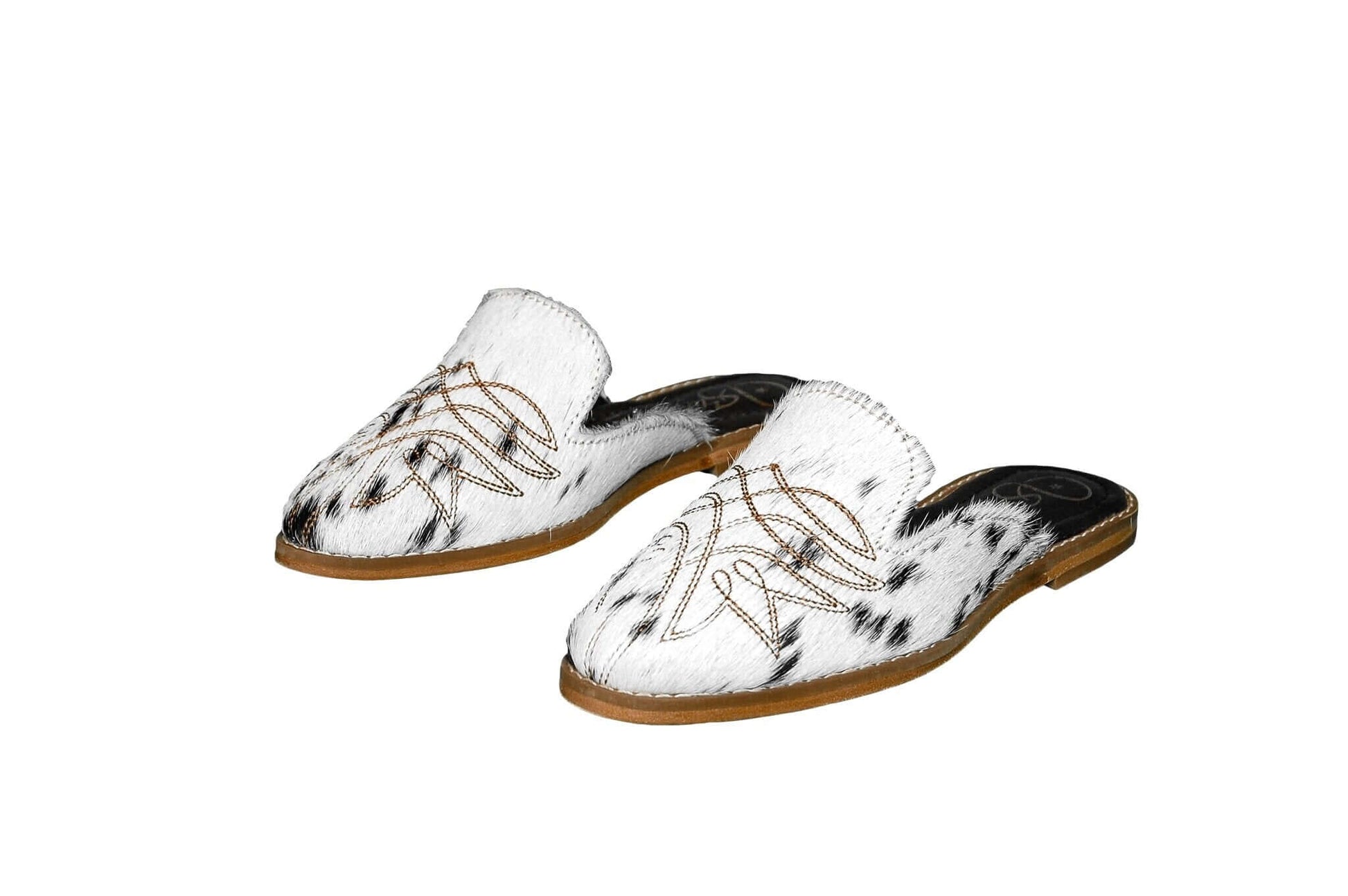 Abby Cowhide Mules – Hair-on Hide – Size 5 – Side View