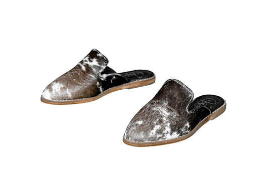 Abby Cowhide Mules – Hair-on Hide – Size 5 – Side View
