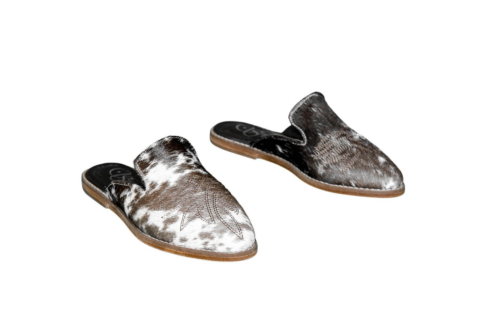 Abby Cowhide Mules – Hair-on Hide – Size 5 – Side View