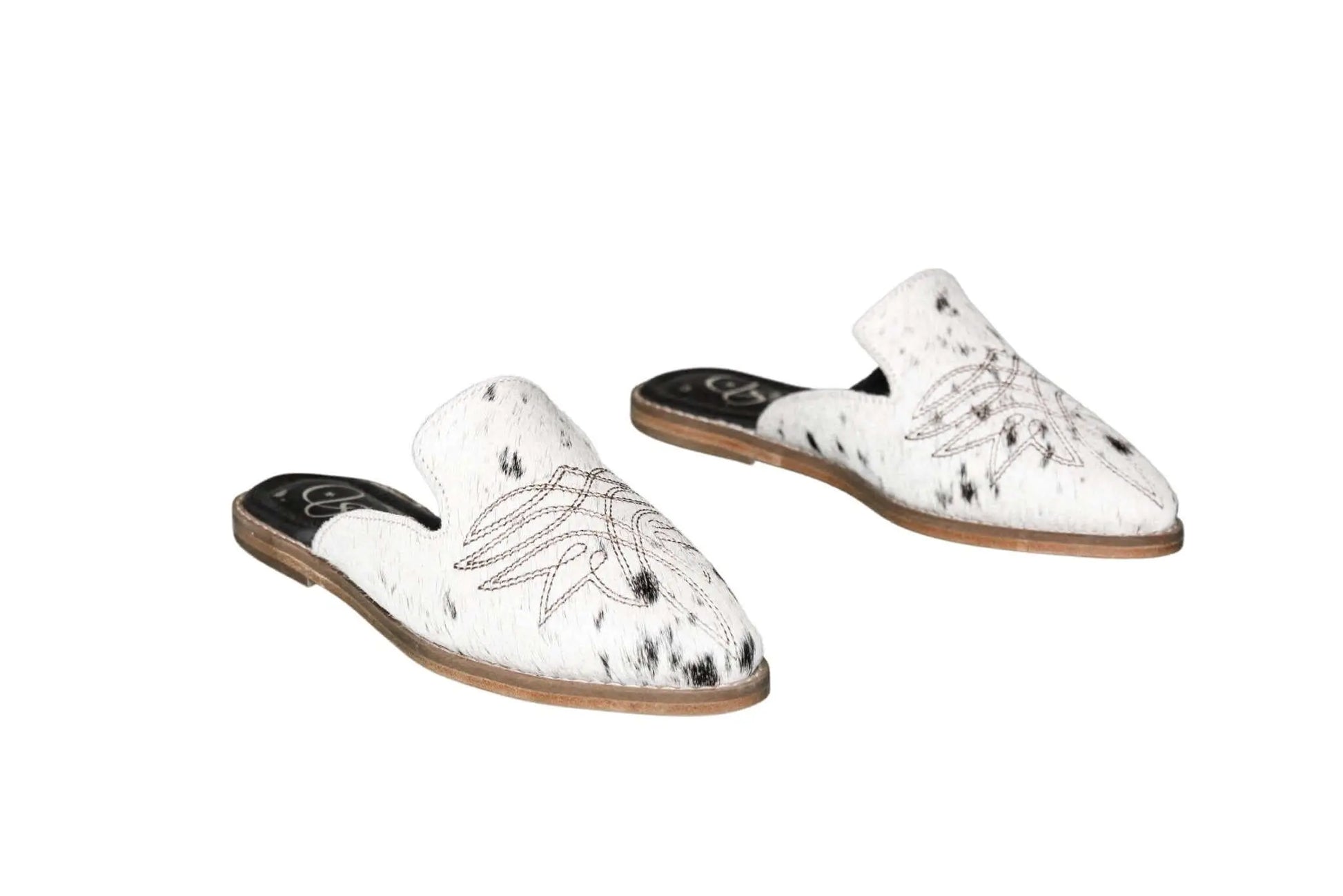 Abby Cowhide Mules – Hair-on Hide – Size 6 – Side View