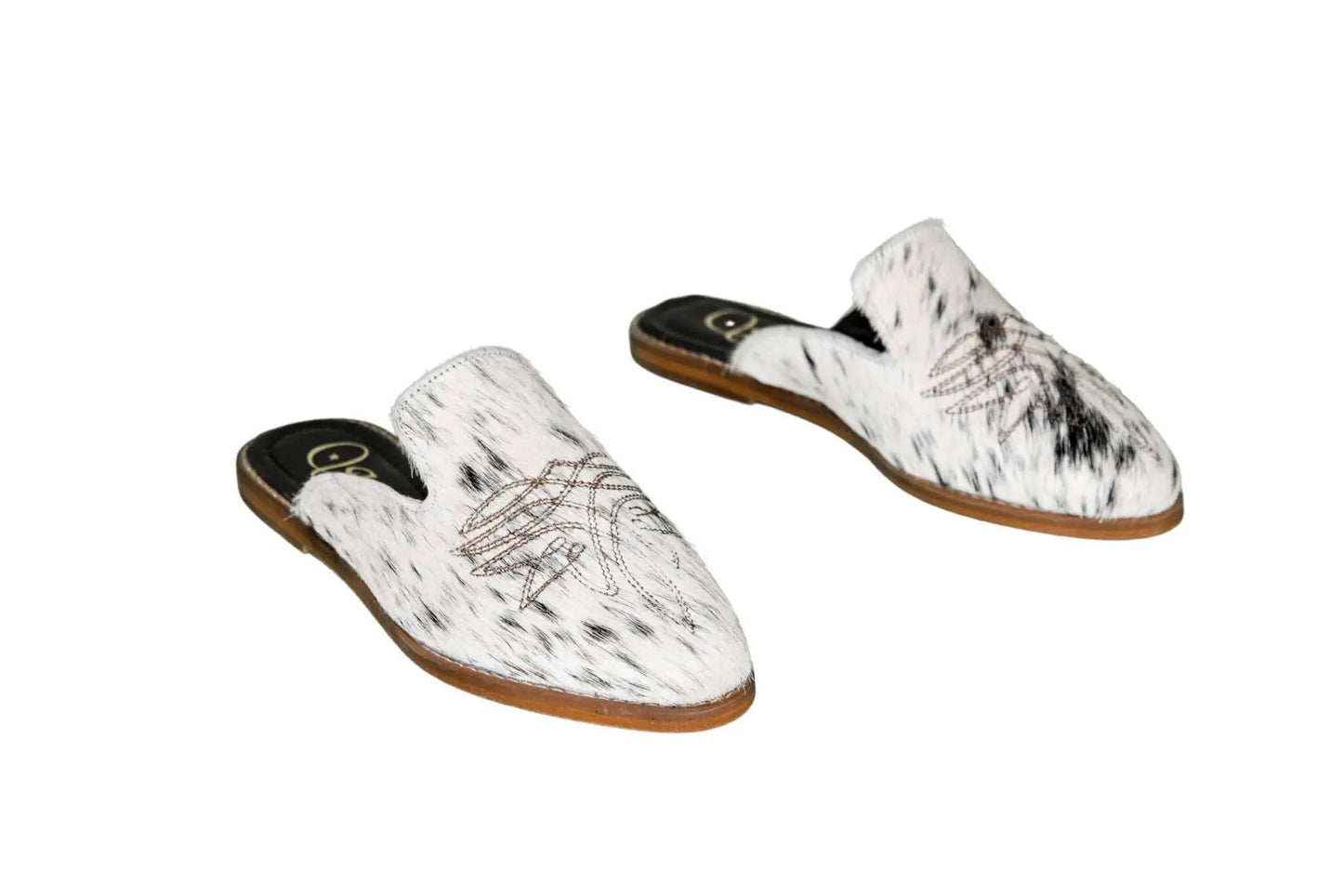 Abby Cowhide Mules – Hair-on Hide – Size 6 – Side View