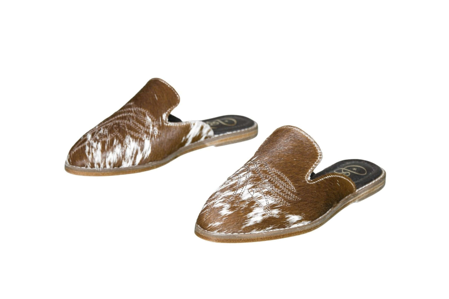 Abby Cowhide Mules – Hair-on Hide – Size 6 – Side View
