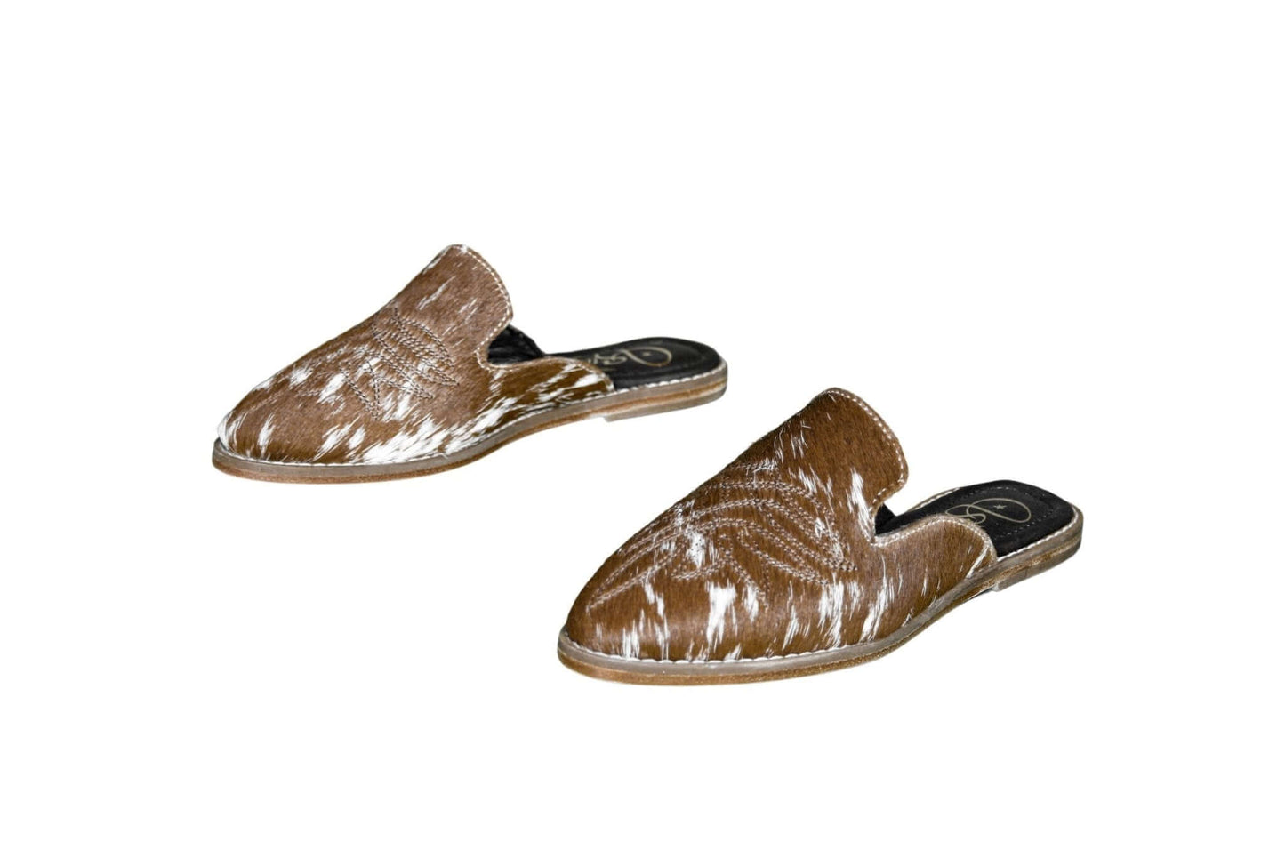 Abby Cowhide Mules – Hair-on Hide – Size 6 – Side View