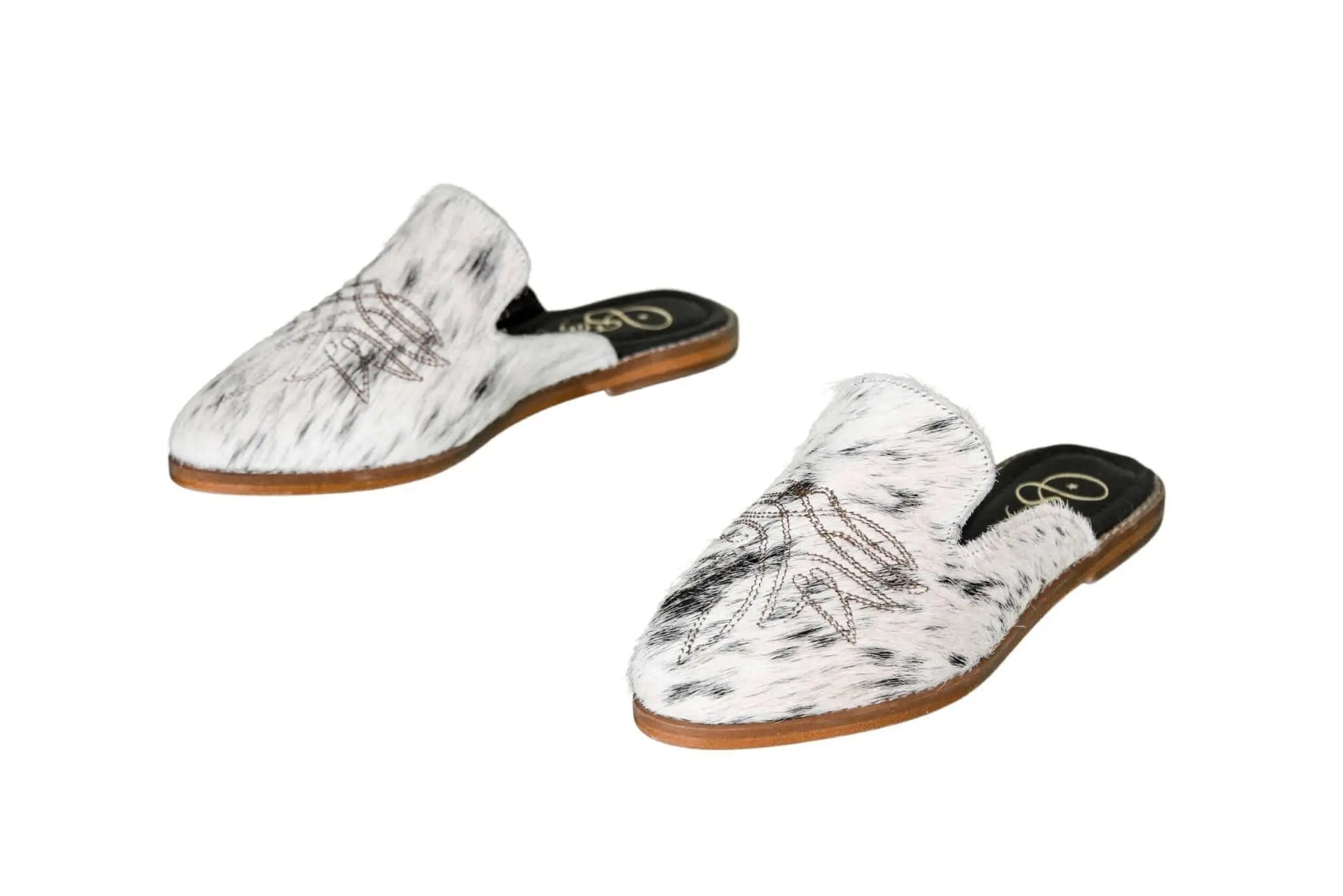 Abby Cowhide Mules – Hair-on Hide – Size 6 – Side View