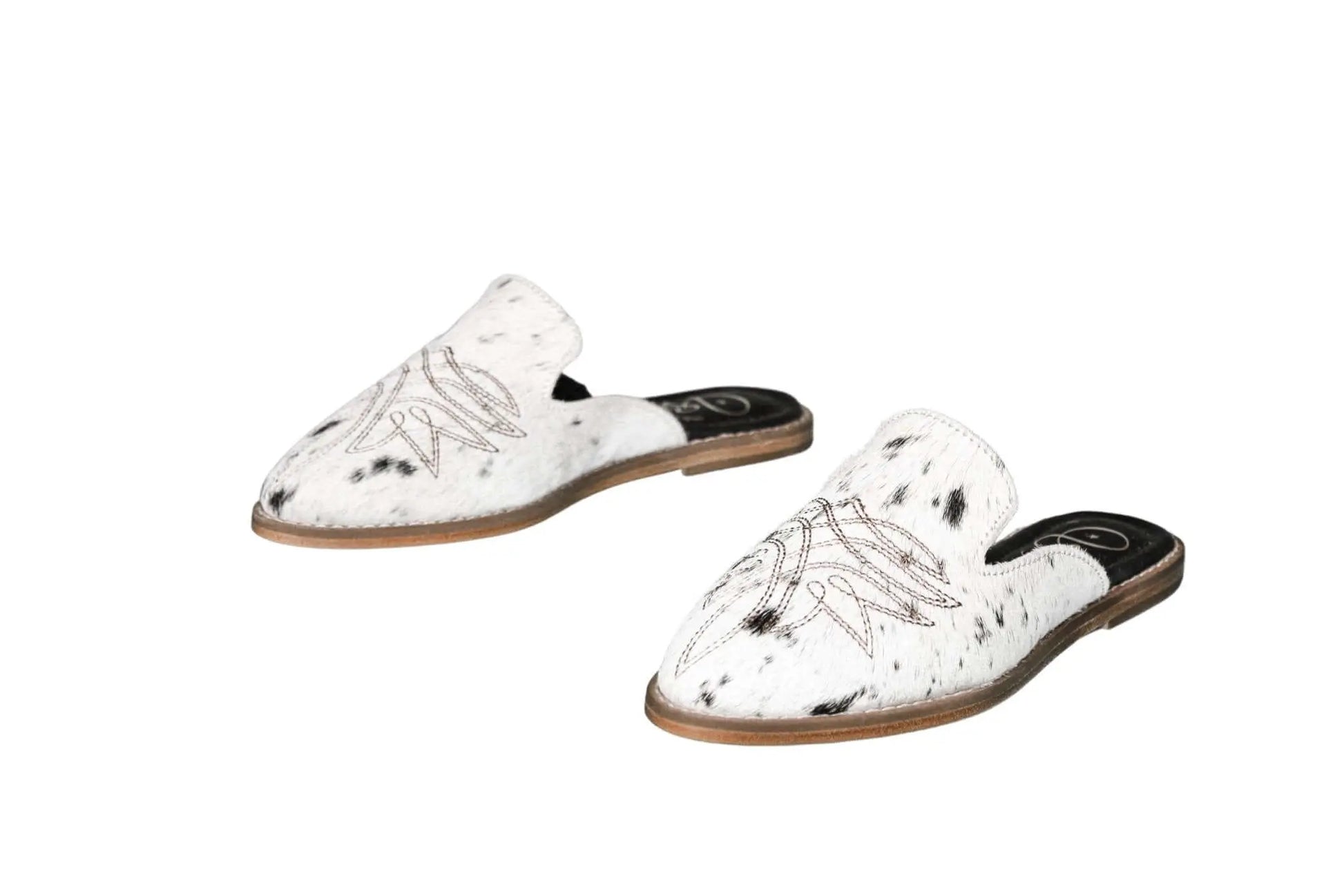 Abby Cowhide Mules – Hair-on Hide – Size 6 – Side View