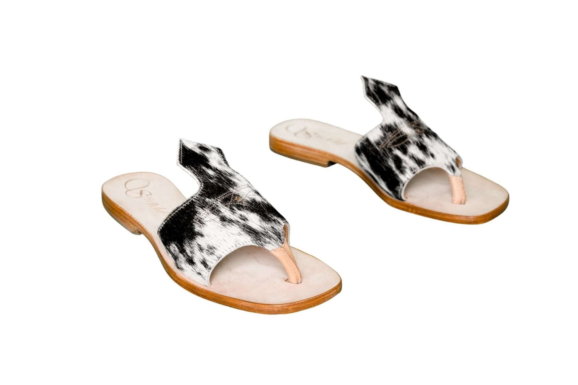 Handmade Western cowhide flip flops for women – size 6