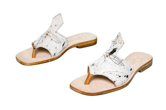 Handmade Western cowhide flip flops for women – size 8