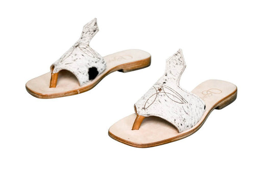 Handmade Western cowhide flip flops for women – size 8