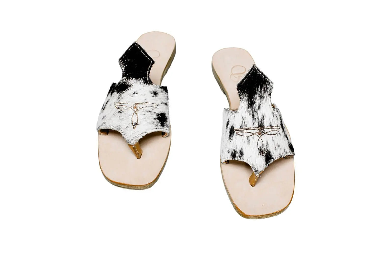 Handmade Western cowhide flip flops for women – size 9