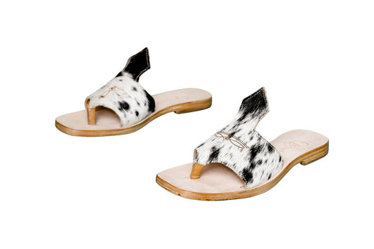 Handmade Western cowhide flip flops for women – size 9
