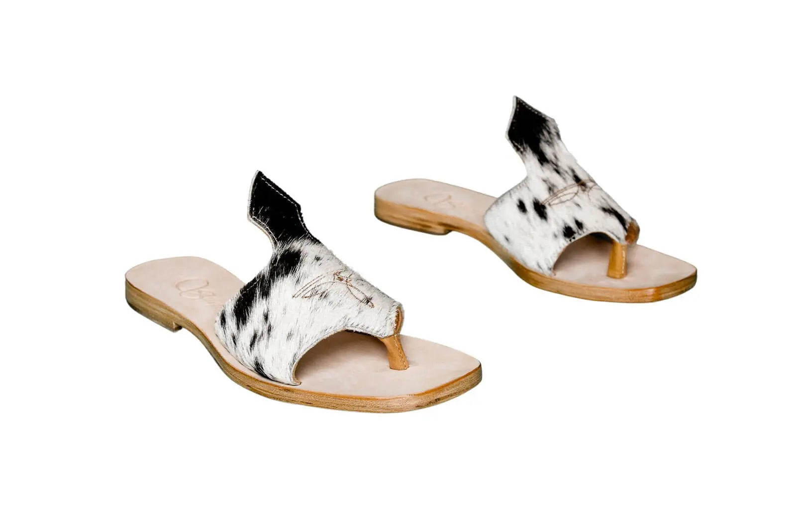 Handmade Western cowhide flip flops for women – size 9