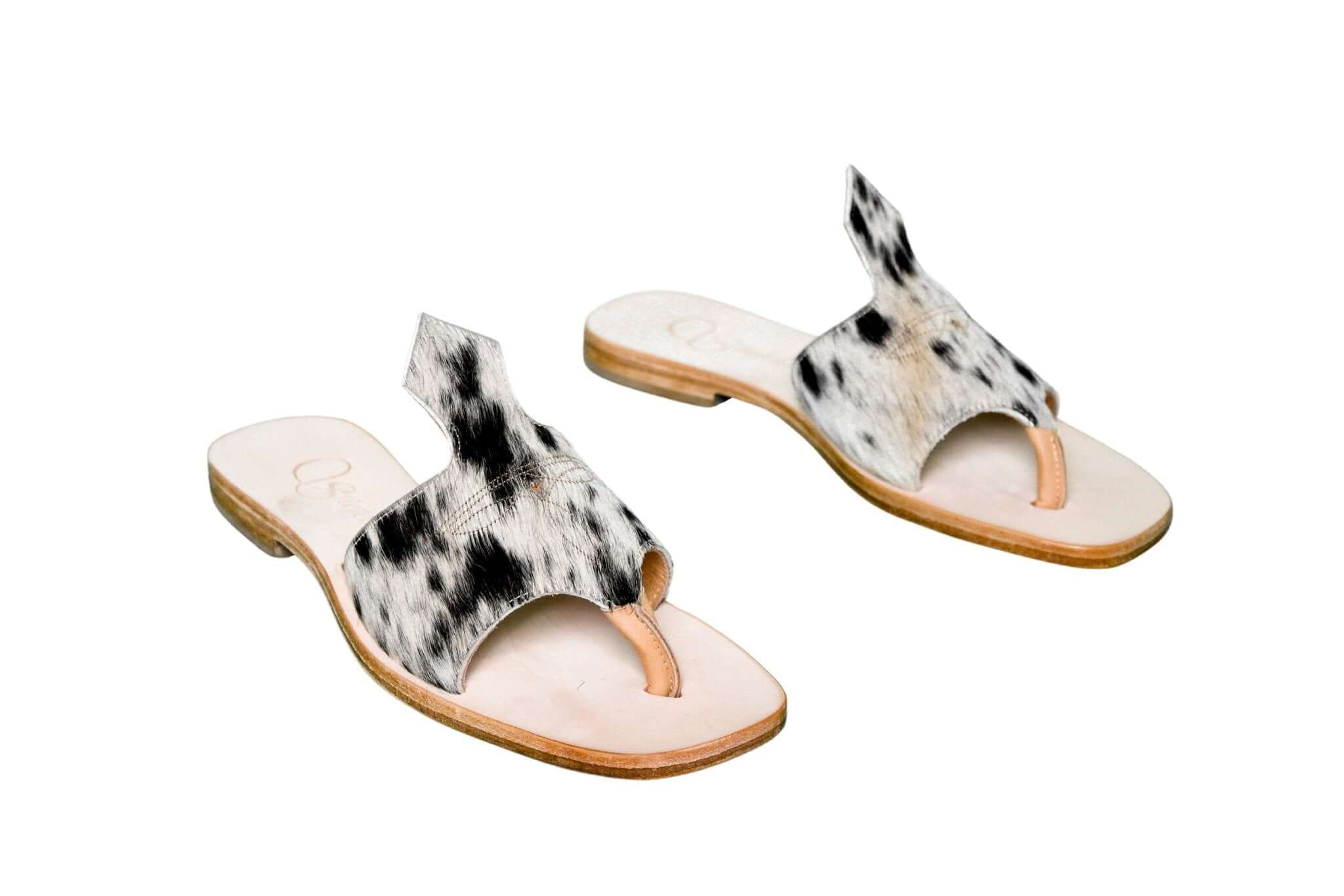 Handmade Western cowhide flip flops for women – size 9