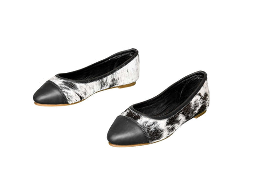 Mia Cowhide Ballerina Flats – Handmade Hair-on Hide Shoes - Size 6