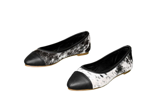 Mia Cowhide Ballerina Flats – Handmade Hair-on Hide Shoes - Size 6