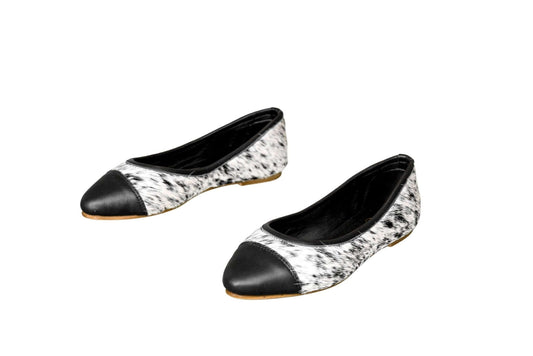 Mia Cowhide Ballerina Flats – Handmade Hair-on Hide Shoes - Size 7