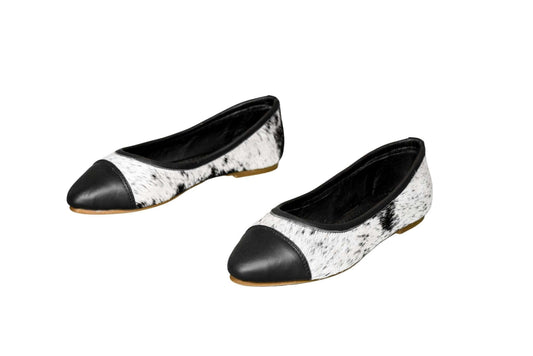 Mia Cowhide Ballerina Flats – Handmade Hair-on Hide Shoes - Size 7