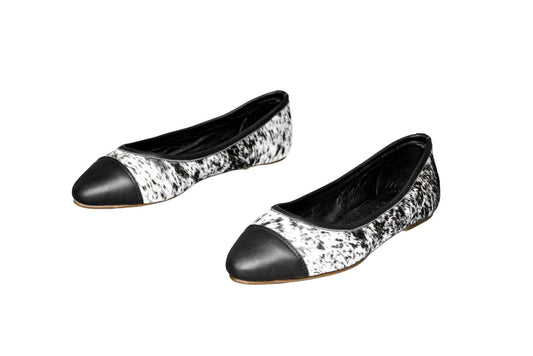 Mia Cowhide Ballerina Flats – Handmade Hair-on Hide Shoes - Size 9