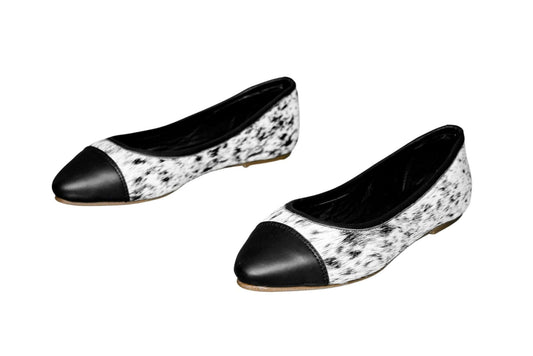 Mia Cowhide Ballerina Flats – Handmade Hair-on Hide Shoes - Size 9