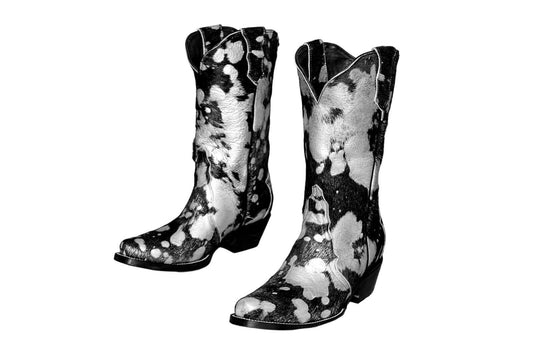 Carmen Tall Cowhide Boots – Hair-on Hide – Size 6.5 – Handmade Western Boots for Women