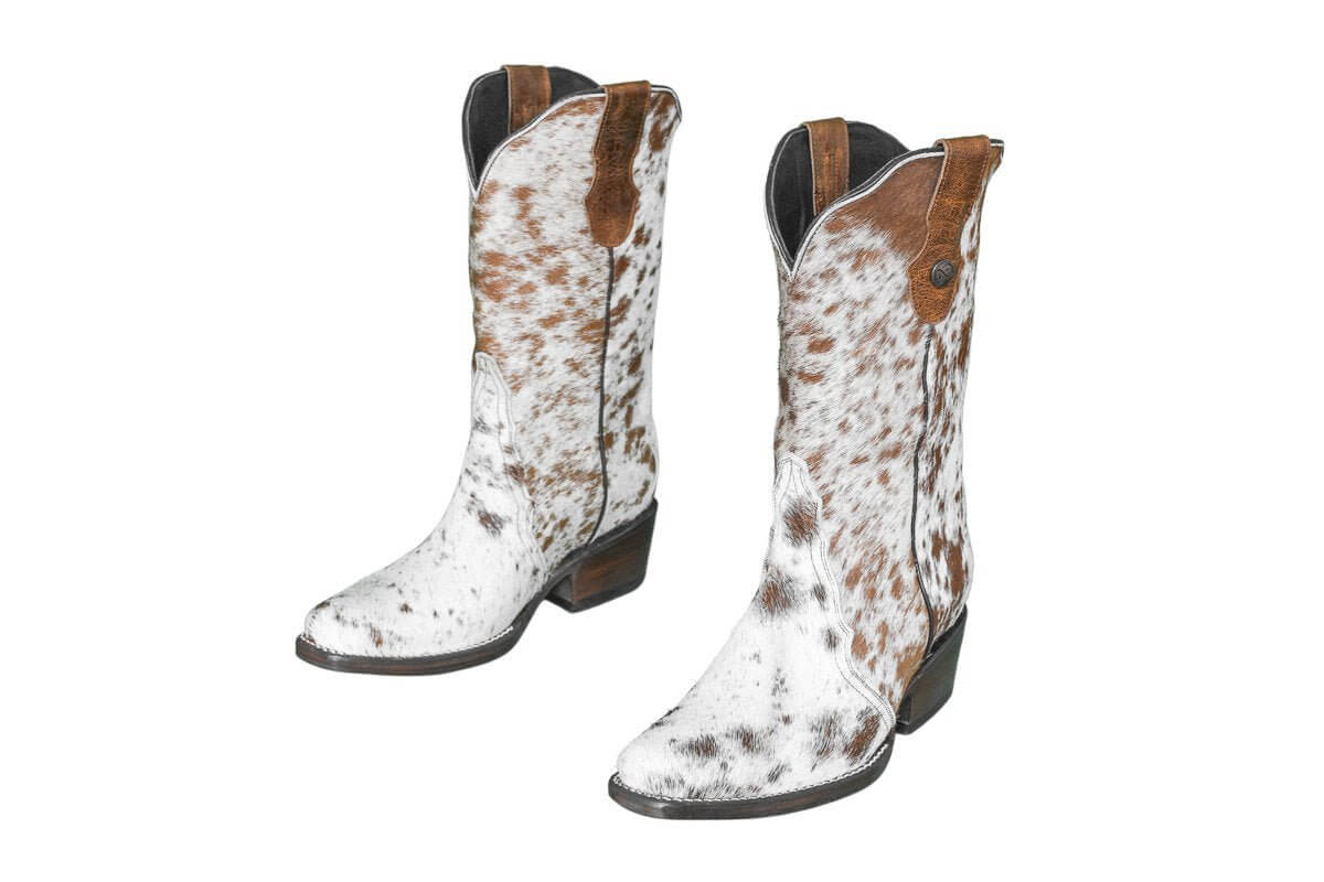 Carmen Tall Cowhide Boots – Hair-on Hide – Size 6.5 – Handmade Western Boots for Women