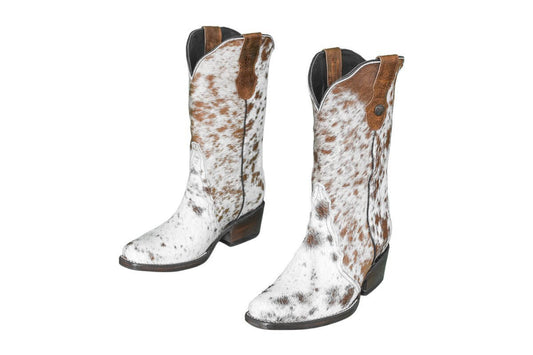 Carmen Tall Cowhide Boots – Hair-on Hide – Size 6.5 – Handmade Western Boots for Women